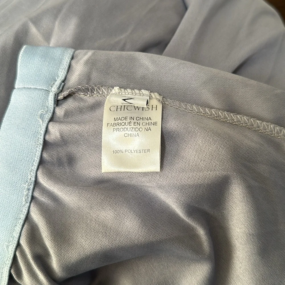 NWOT Chicwish 3D POSY LINED DOUBLE-LAYERED MESH MIDI SKIRT IN DUSTY BLUE XS - Picture 13 of 14